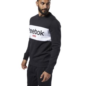 Bluza Męskie Reebok Training Essentials Linear Logo Czarne PL 01HYJDP